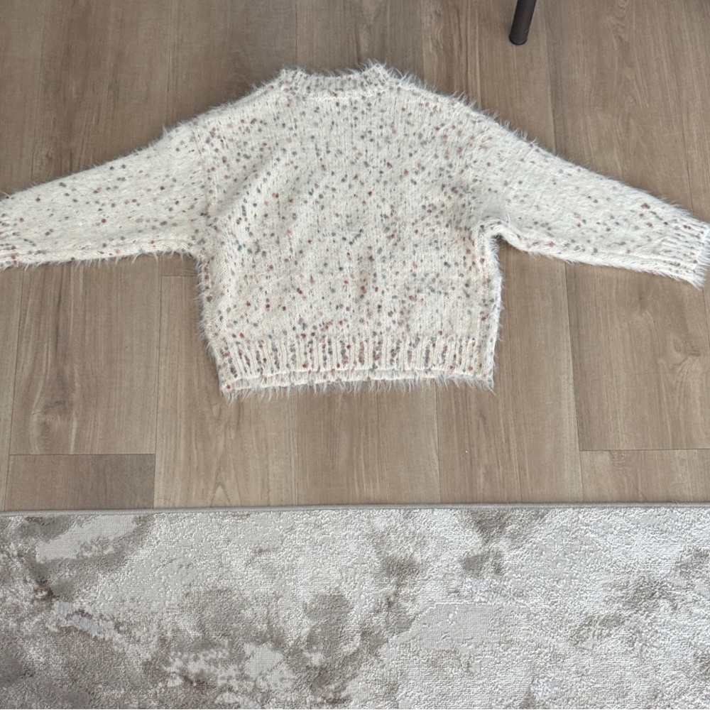 Imoga Fuzzy White and Pink Speckled Sweater